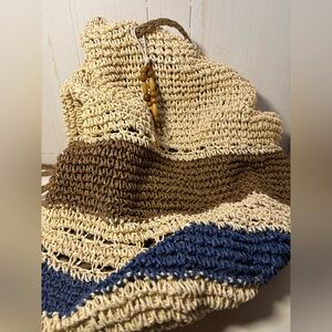 Cream and Brown Textured Backpack with Rustic Charm